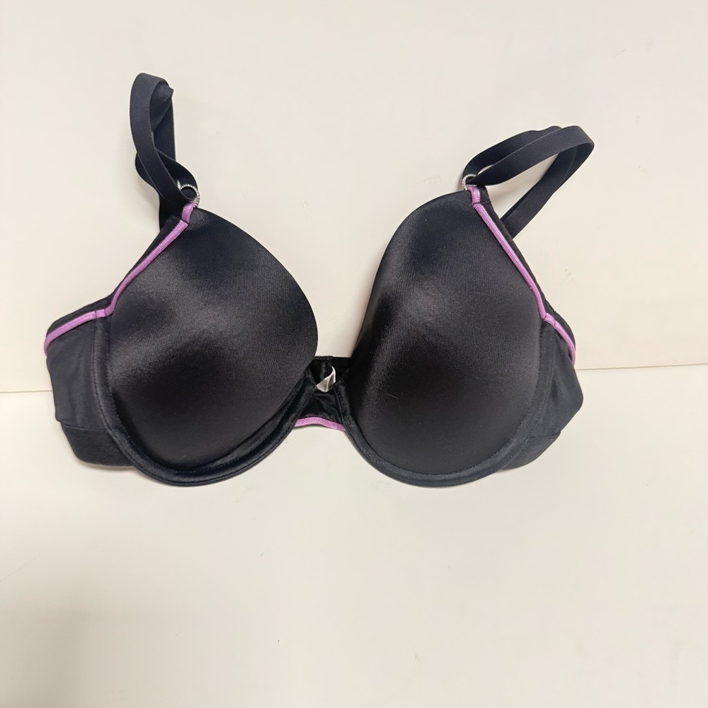 Elegant Black Bra with Pink Accents